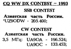 КВ журнал №5 1994 UZ9ODW, UA9OA и UA9OC в CQ WW DX Contest-1993
