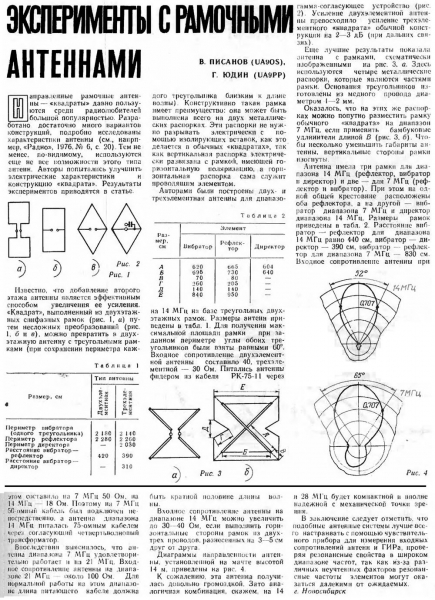 Радио №06 1977 В. Писанов UA9OS и Г.Юдин UA9PP статья Эксперименты С Рамочными Антеннами