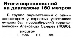 Радио №05 2012 RO9O в соревновании на 160 м в 2011 году